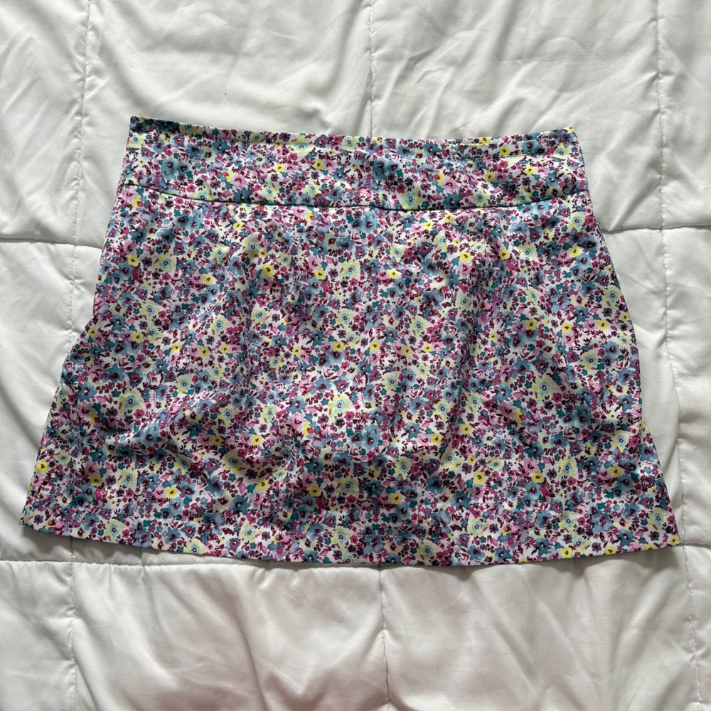 Floral Active Skort Large Purple Blue Athletic Golf Tennis Skirt Preppy Luxury - Picture 8 of 9